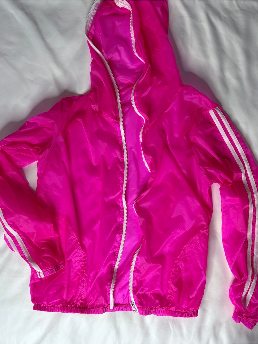 Bright Pink Hooded Windbreaker Jacket